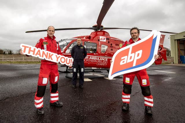 From left: Dr Andrew Topping, Pilot Dave O'Toole and Paramedic David Marshall