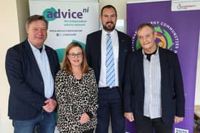 John Bartlett, Nuala McAuley, John Begley and Advice NI CEO Bob Stronge