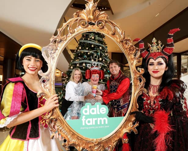 Front Row left to right - Snow White - Aisling Sharkey and Queen Dragonella - Jolene O'Hara. Second Row Caroline Martin, Dale Farm, May of the Mirror - May McFettridge, and Prince Conall of Coleraine – Conor Headley. Pic: Press Eye