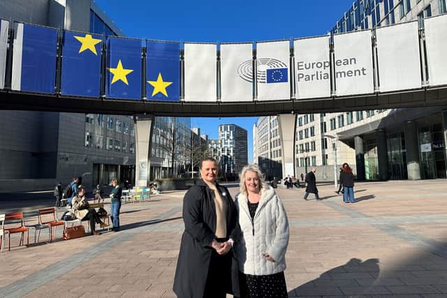 Junior Ministers Aisling Cameron and Pam Cameron pictured at the European Parliament during their visit to Brussels.
