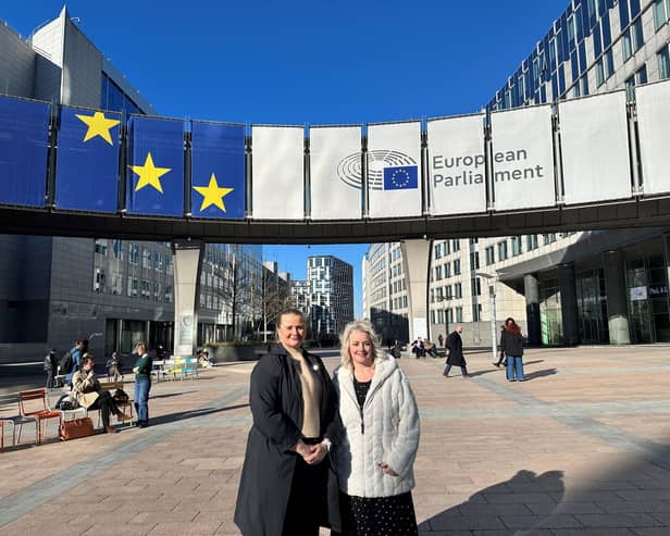 Junior Ministers Aisling Cameron and Pam Cameron pictured at the European Parliament during their visit to Brussels.
