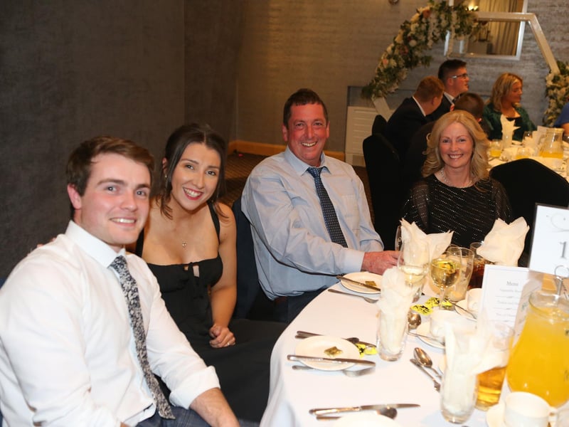 Andrew and Lucy White with Derek and Heather Lyttle at the recent Kells and Connor anniversary dinner. Picture: Steven McAuley