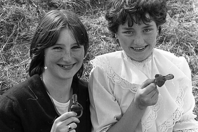 Pictured at the Ballymena Show in June 1982 are Karen Cooper and Caitrina Byrne. Picture: Farming Life/News Letter archives