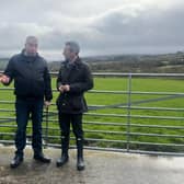 UFU hill farming vice chair Clement Lynch, pictured with DAERA Minister Andrew Muir on his sheep farm in Park, Co. Derry. (Pic: UFU)