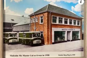 Above is a photo of Malcom McMaster Ltd in 1958. In the photo you can see two of the four delivery vans that travelled around the local area selling produce.
