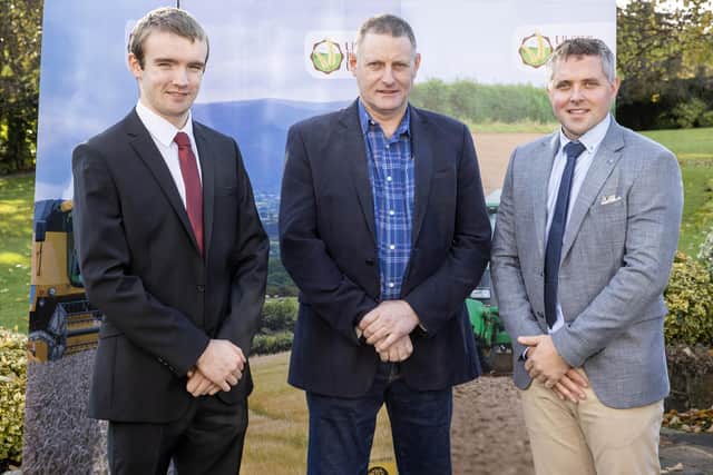 Oats: Luke Dynes (2nd place), Paul Russell (1st place), Chris Gill (UFU seeds and cereals chair) missing from the image Robert Lynn (3rd place).