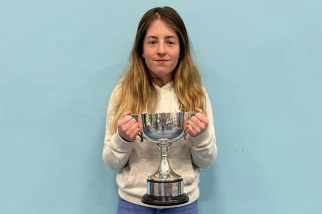 Cassie McCann from Hillsborough YFC who attended the club's recent parents night. There was many prizes and awards to be won as well as a raffle with some great prizes as well