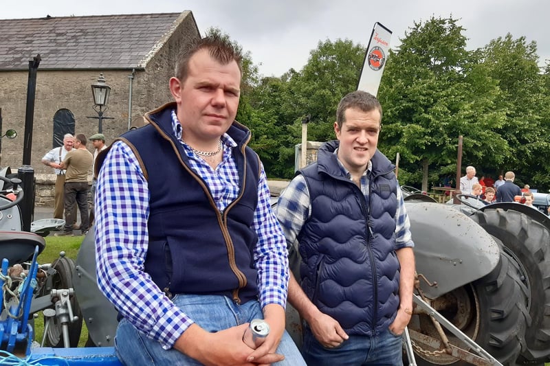 Enjoying the day at the Ferguson Day at Cultra are Dean Turton from Kells and William Kennedy from Clougher. Picture: Darryl Armitage