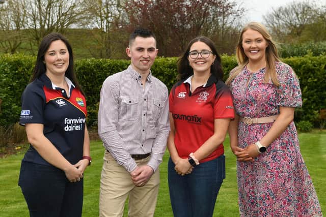 Chairs of the Young Farmers’ Clubs of Ulster committees, left to right, Linzi Stewart, chairperson of mental health committee, Ian Walker, chairperson of agriculture, environmental and rural affairs committee, Hannah Kirkpatrick, chairperson of mental health committee, Kaitlyn Martin, chair of programming and development committee