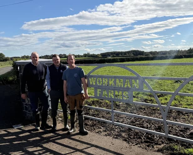 UGS President Ivor Lowry and Andrew Morrison (Secretary) chat with Matthew Workman ahead of the Society visit to Workman Farms on 13th October