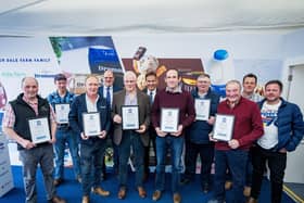 Winners of the Dale Farm Milk Quality Improvement Awards pictured with Dale Farm Chair Fred Allen and Cormac McKervey, Head of Agriculture, Ulster Bank.