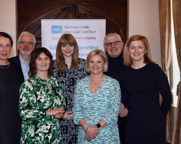 Conference speakers, Sharon Adams, Dr Suzanne Johnston, Dr Rebecca Orr, Martin Seager and Christina Faulkner along with Yvonne Carson, Northern Trust rural health and well-being manager, and Hugh Nelson, Northern Trust head of community wellbeing. Picture: Submitted