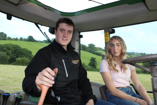 Joshua Moore and Darcy Hanna arrive for the tractor run. Picture: Billy Maxwell