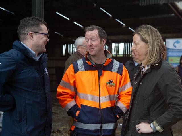 UGS Secretary Andrew Morrison pictured chatting to Matthew & Helen Workman before the Society’s visit to their farm gets underway