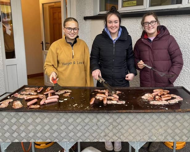 Ellie-May Johnston, Rebecca and Sarah Clarke at Seskinore YFC's recent Big Breakfast which was held in Saturday, March 9. Picture: Seskinore YFC