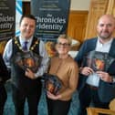 Mayor Ruairí McHugh with Erin Hamilton, Irish Language Officer, Amanda Biega, Good Relations Officer, and Pól Ó Frighil, Policy Officer (Languages). Picture: Martin McKeown