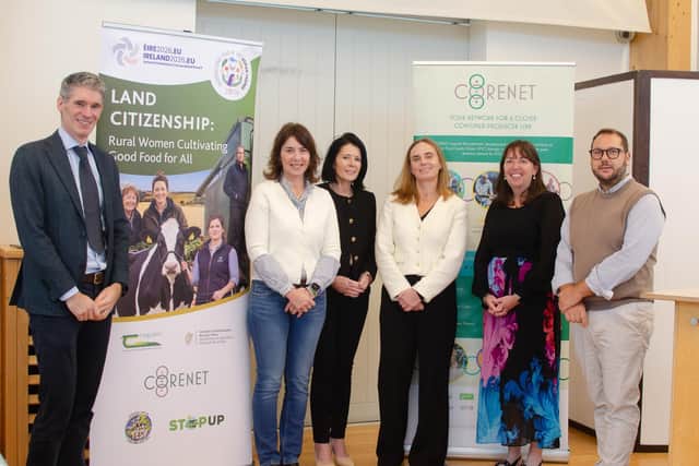 David Meredith, Teagasc; Raquel Ferriera, Teagasc and TEDY; Loreto Ferguson, Teagasc; Áine Macken-Walsh, Teagasc, COREnet and TEDY; AnneMarie Butler, Teagasc; and Fedele Colantuono, COREnet Coordinator at the Land Citizenship: Rural Women Cultivating Good Food for all.
