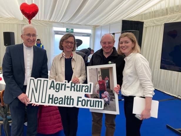 Dr Kirkpatrick (left) at the Launch of the Northern Ireland Agri-Rural Health Forum’s ‘Know Your Numbers’ campaign with his wife Joan, Rev Kenny Hanna, PCI’s Rural Chaplain and Forum Chair, Dr Rebecca Orr.