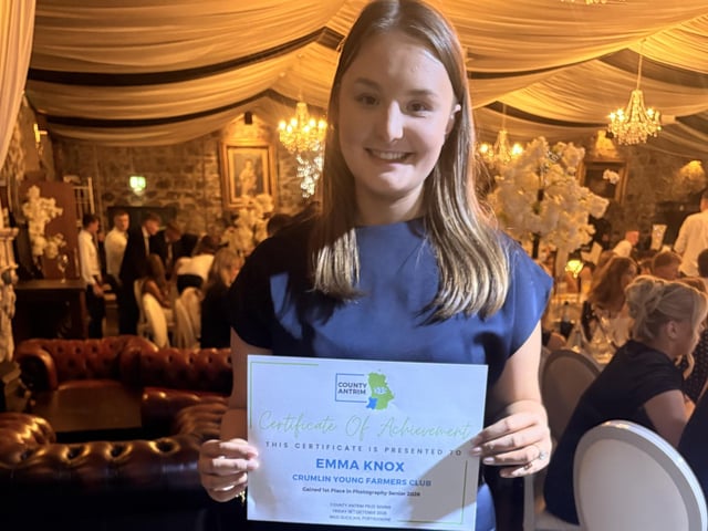 Emma Knox (Crumlin YFC) received first place in senior photography competition.