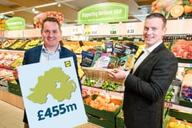 Ivan Ryan, Regional Managing Director, Lidl Northern Ireland and J.P. Scally, Chief Executive Officer of Lidl Ireland and Lidl Northern Ireland. Pic: Elaine Hill