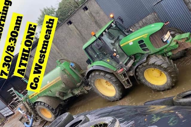 A picture of the stolen tractor which has been shared on Facebook.