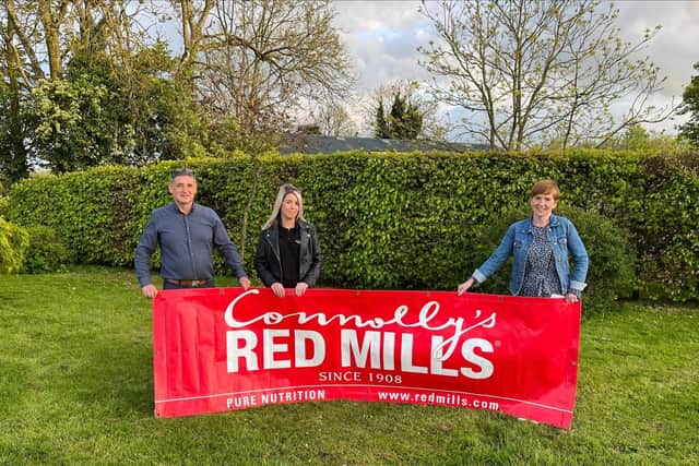 Mervyn Sherlock, Dawn Sherlock and Donna Spiers from working hunter section sponsored by Red Mills