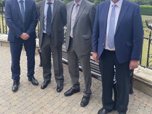 Left to right: NIGTA President Patrick McLaughlin, DAERA Head of Carbon Reduction Branch Martin Mulholland, NIGTA Sustainability Committee Chair Jim Uprichard and NIGTA Executive Committee member Kieran Shields. Picture: NIGTA
