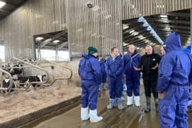 Farmer John Banks with the visiting N.I. dairy farmers