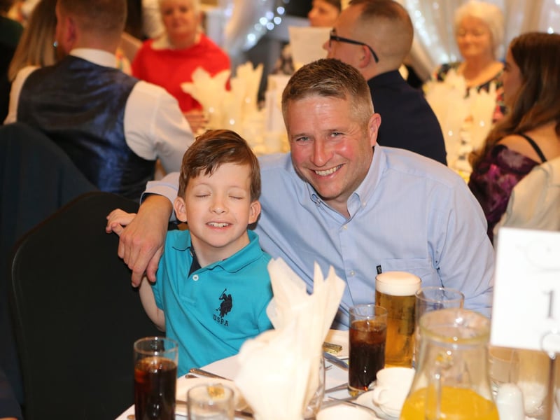 James Currie and James Jr at the recent Kells and Connor anniversary dinner. Picture: Steven McAuley