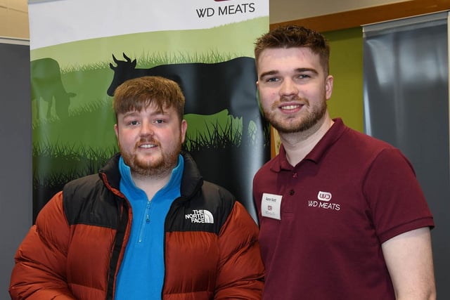Final year Food degree student Reece was interested to hear from Aaron Scott (WD Meats) about the graduate employment opportunities available when they attended the Opportunities in Food Careers Fair at CAFRE Loughry Campus.