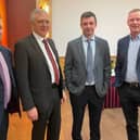Outgoing chair Alan McConnell, William Irvine UFU deputy president, Alan Anderson and Stephen Hamilton at the County Armagh UFU dinner. (Pic: UFU)