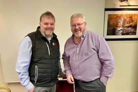 Derek Lough (UFU membership director) and Robert McMullan (group secretary) at the recent Mid Antrim AGM.