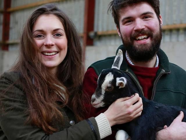 Organic farmers- Husband and wife team Charlie and Becky Cole from Broughgammon Farm in Ballycastle