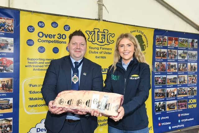 Sophie Thompson pictured with former YFCU president, Stuart Mills.