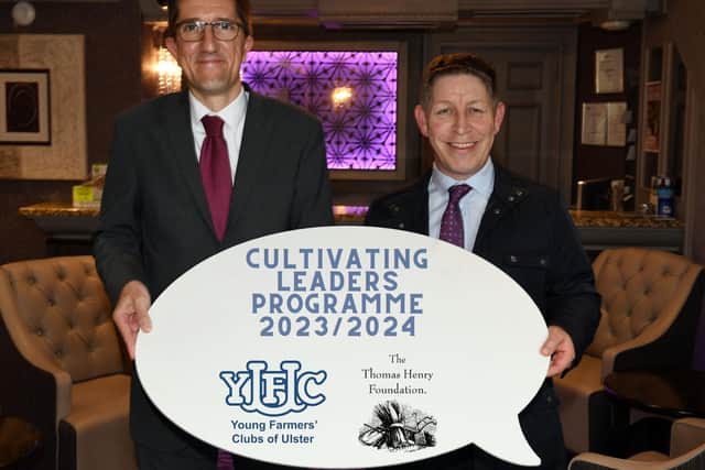 Two of the guest speakers for the leadership programme, Peter Brown, solicitor Martin King French and Ingram LLP Solicitors (Left) and Rodney Brown, head of agribusiness Danske Bank. Picture: YFCU