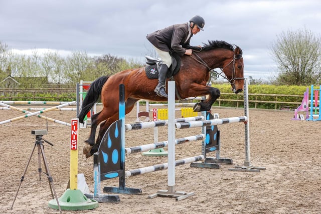 Ian Moore jumping Pinecroft Galaxy (1st 1.10m) on April 11th. (Pic: Lyndon McKee Photography)