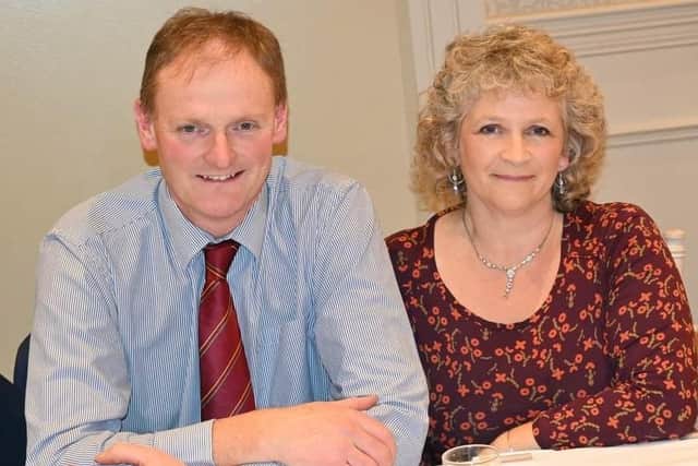 David Brown President of the Ulster Farmers' Union and guest speaker with his wife Mary at the recent celebrations held by Trillick and District YFC. Picture: Submitted