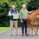 Looking forward to the Ladies in Red Sale at Ballymena Mart on Saturday 19th August, are sponsor Kevin Corry, Norbrook; with NI Limousin Club chairman Brian McAuley, and British Limousin Cattle Society area representative Cahir McAuley. Picture: Julie Hazelton