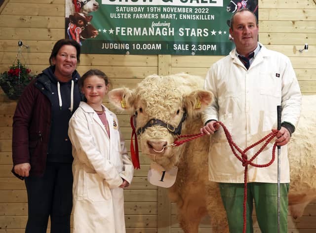 Shirley, Emily and David Bothwell, with their Senior Bull Class Continental Winner.
