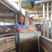 Adam Armour and Cathy Holmes attending beef and sheep at the Co Londonderry stock judging heats. Picture: Curragh YFC