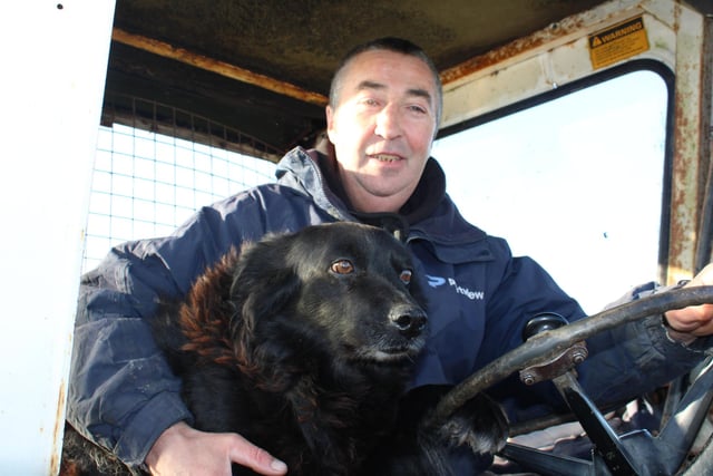 Paul Farrell brought his dog along to the tractor run.