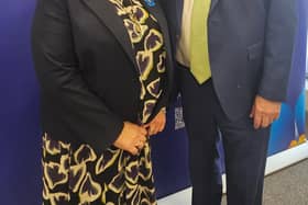 Fiona Carragher, Chief Policy and Research Officer, Alzheimer’s Society, with Health Minister Mike Nesbitt.