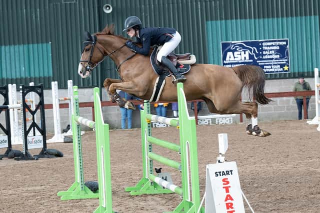 Emma O'Dwyer on Carrickview Emerald K, winner of the 1.35m qualifier at Portmore. (Pic: Sporting Images NI)