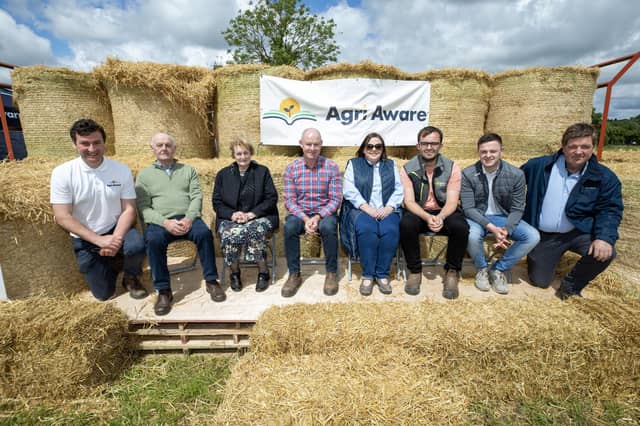 Agri Aware executive director Marcus O'Halloran, Mike, Gertie, Stephen, Aine, Jim and Tom Byrne and Agri Aware chairman Shay Galvin at the Agri Aware Open Farm Day at the Byrne family farm on Saturday, June 15th. Picture: Agri Aware