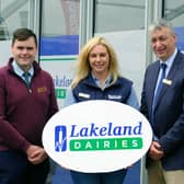 Pictured, from left, Eamon Duignan, Member Relations Manager, Catherine Davidson Lakeland Dairies Agribusiness and Alan McCay, Lakeland Dairies Board member. (Pic: Freelance)