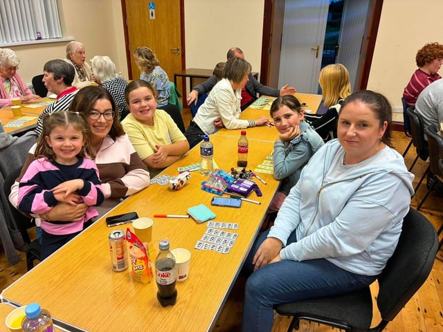 The Dunlop and Gault families at the Kells and Connor YFC bingo night