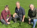 Claire and John Beckett pictured with Ulster Grassland Society president Harold Johnston discussing the forthcoming UGS autumn meeting to be held at their Donaghcloney farm on Tuesday 18th October 2022