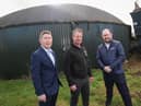 Rodney Brown, Head of Agribusiness at Danske Bank, Maghera farmer Alan Paul, one of the first to install an anaerobic digester plant in NI, and Paul Clingan, Agri Sustainability Manager at Danske Bank.