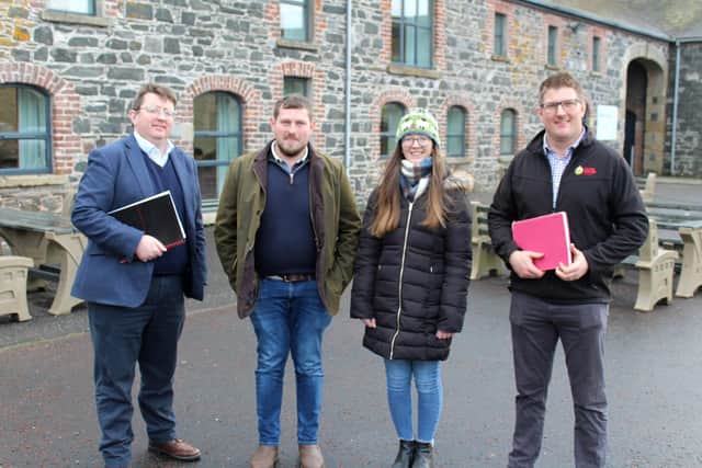 Nuffield Scholar, Jason Rankin (left) recently had the opportunity of discussing the new Nuffield Farming ‘Next-Gen’ Scholarship with members of the Ulster Farmers' Union's own Next Gen group:  Mitchell Park, Rebecca Smyth and James McCluggage (right).