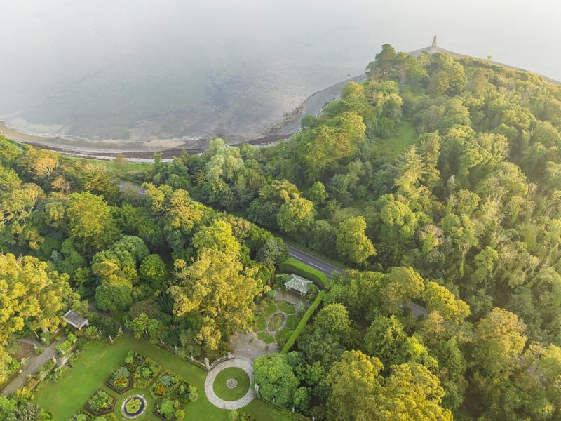 Aerial views of the gardens Mount Stewart and adjacent coastline - credit National Trust Images, James Dobson